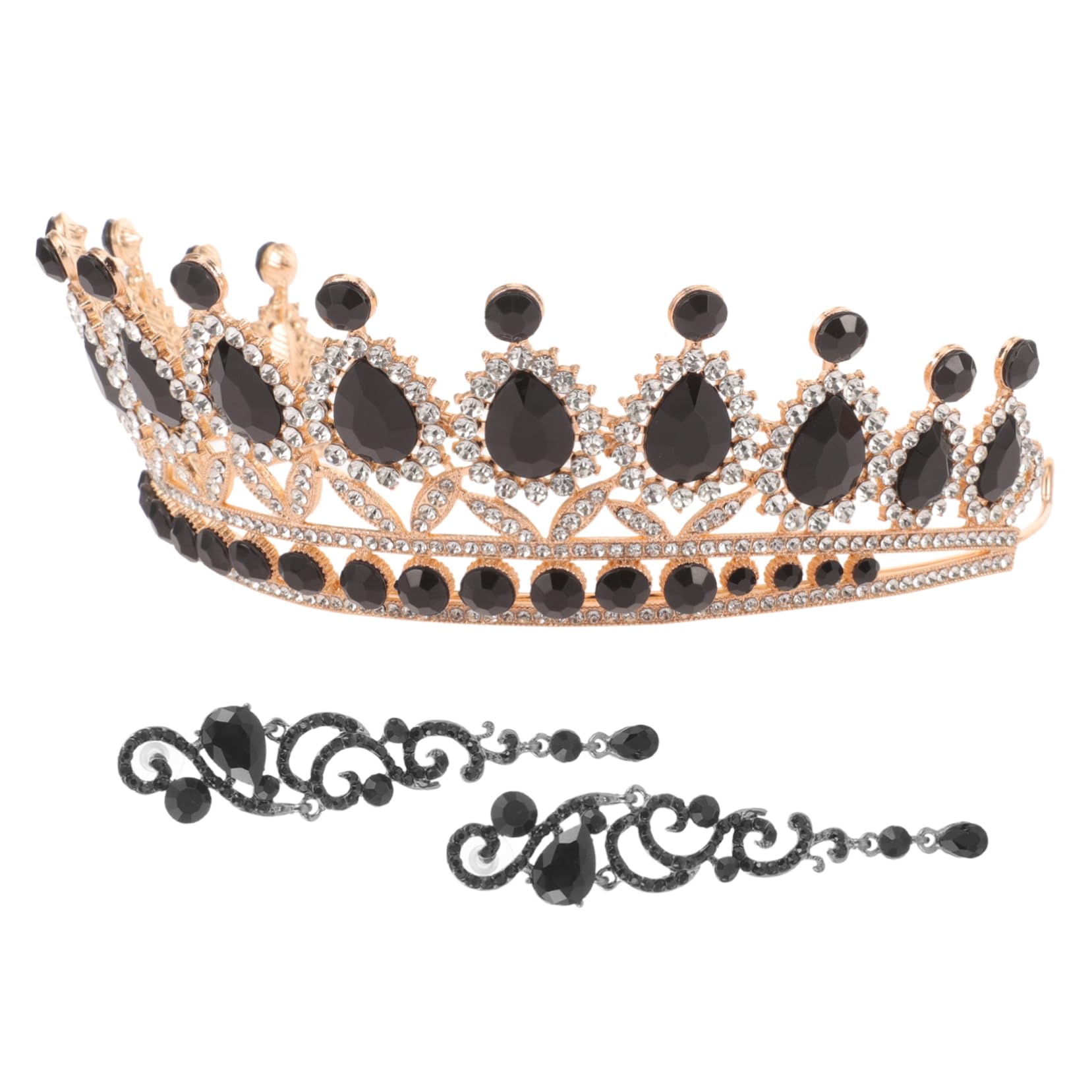 Healeved 5 Juegos Conjunto de Joyería para Mujer con Diadema de de Brillantes y Pendientes Colgantes para Bodas y Cumpleaños Diseño Vintage