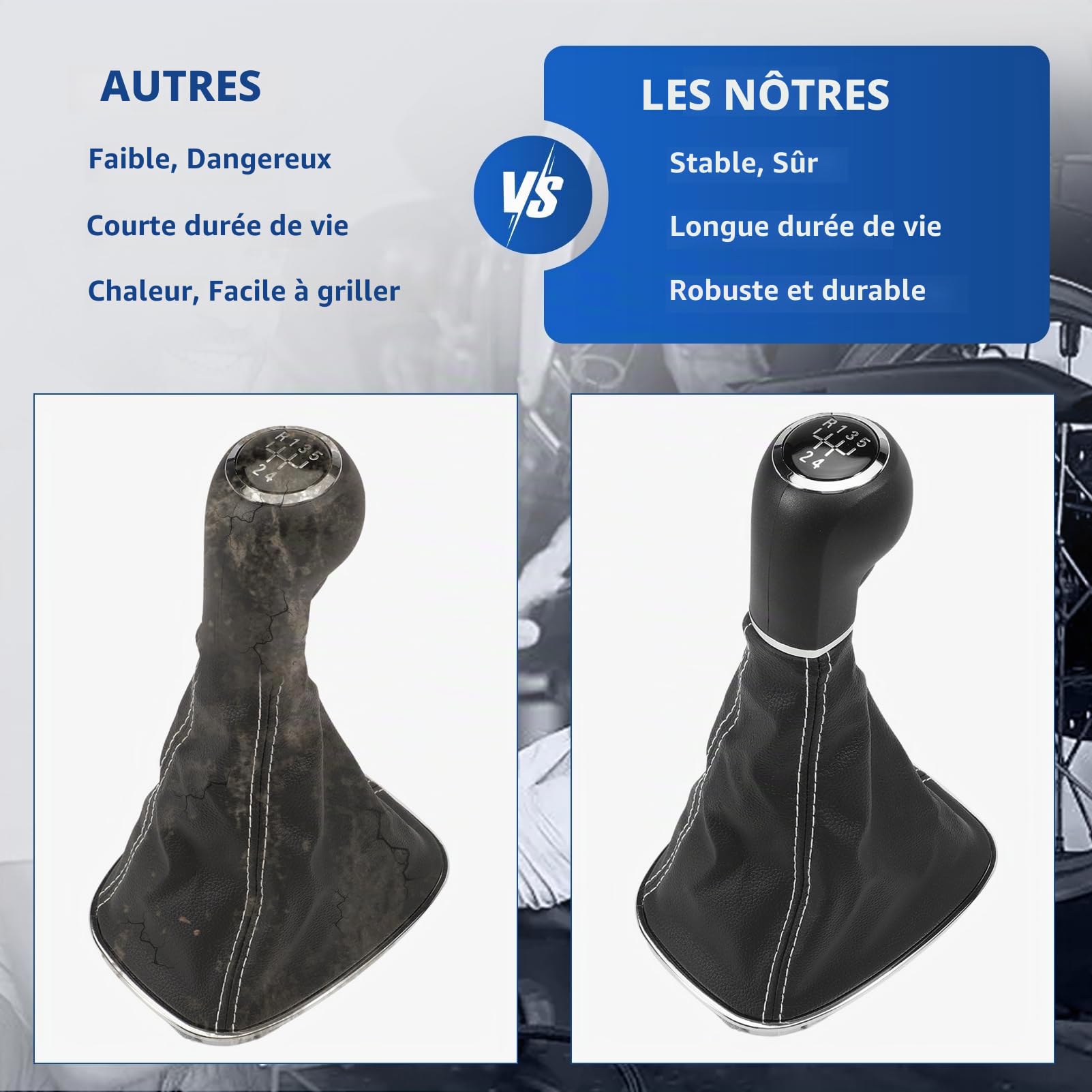 Pommeau de levier de vitesse 5 vitesses Opel Corsa D Corsa E | Corsa D 2006-2014, Corsa E 2014-2019 009140093 19276456 Couture blanche