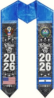 El Salvador Graduation Stole Sash 72" Mixed Flag Country Stole Sash Class of 2026 Graduation Decoration