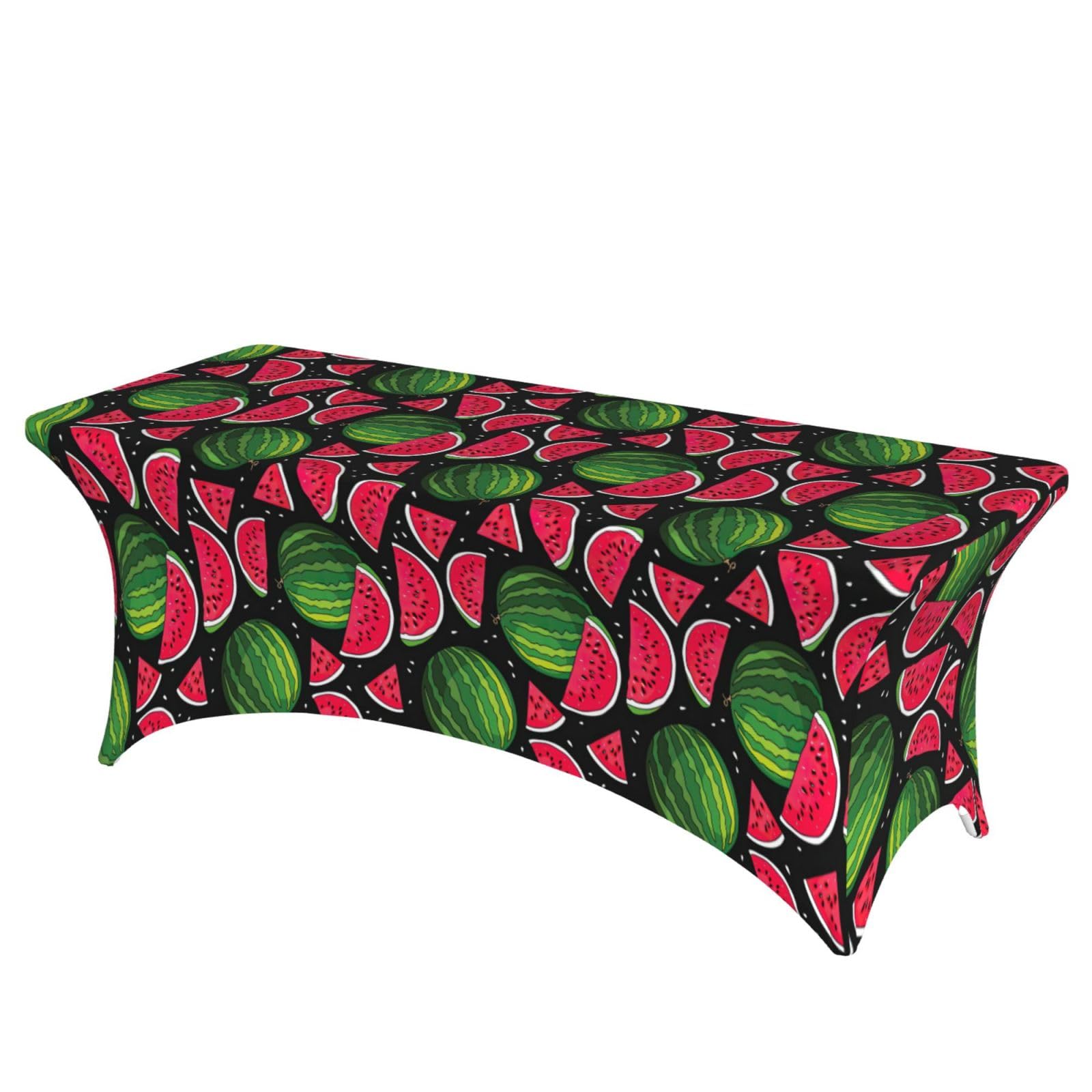 NImongt Watermelon Print Elastic Rectangular Tablecloth Holidays Family Banquet Wedding Party Table Cover