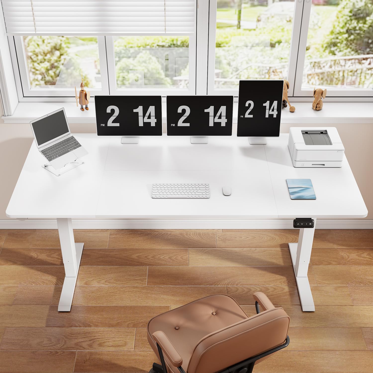 Devoko Escritorio Elevable Eléctrico 180 x 80cm,Escritorio Regulable en Altura con Gancho, 71-119 cm, 2 Opciones de Memoria Inteligente, Adecuado para Estudiar Trabajar（Blanco）