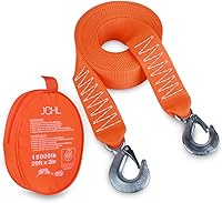 Vista 1 de Correa de remolque resistente con ganchos de 2 pulgadas x 20 pies, 15,000 libras, correa de remolque de 6,8 toneladas con ganchos de seguridad