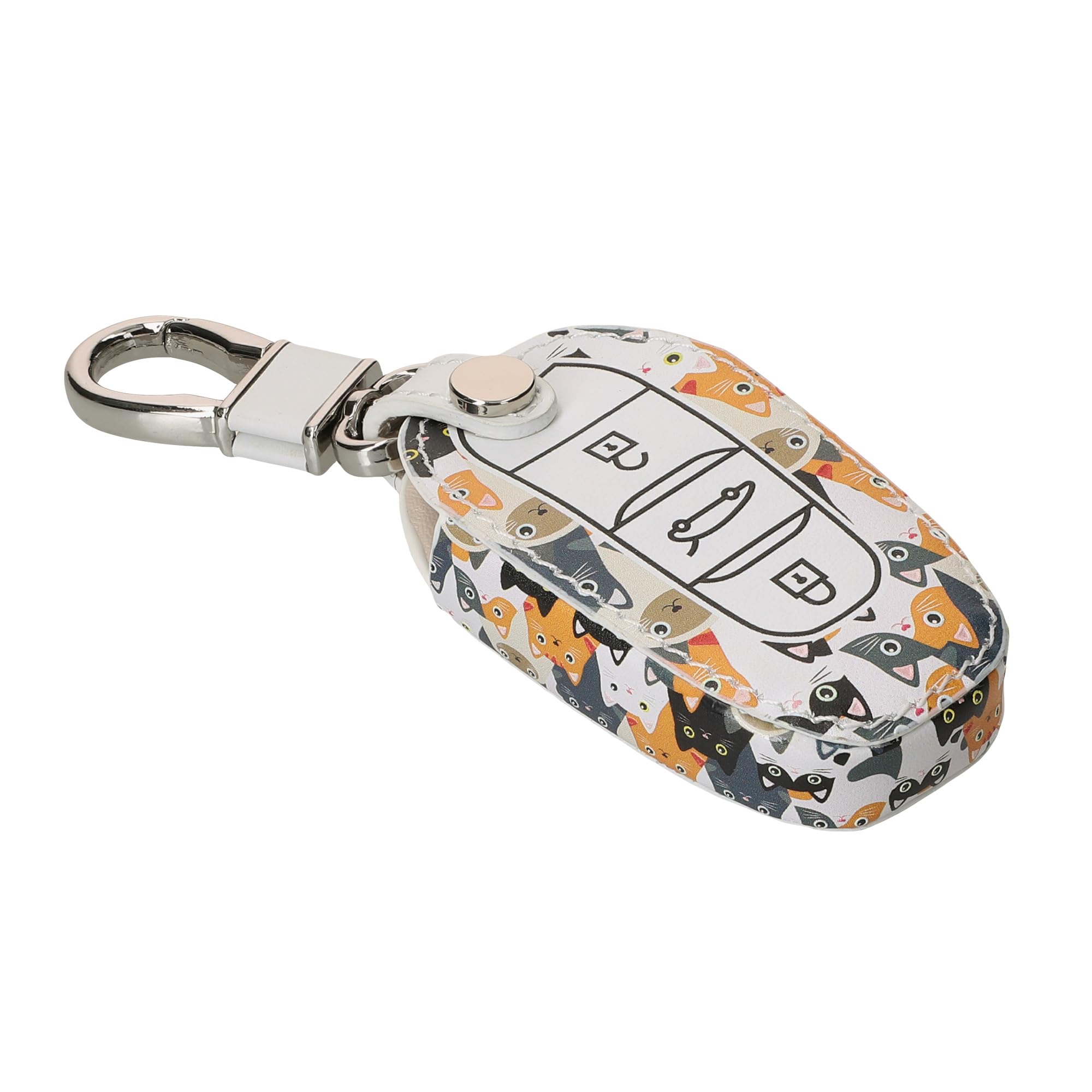 Kwmobile Cover Pelle PU Per Chiave Auto Peugeot Citroën Opel - 3 Tasti, Smart Key, Grigio Chiaro Effetto Nabuk