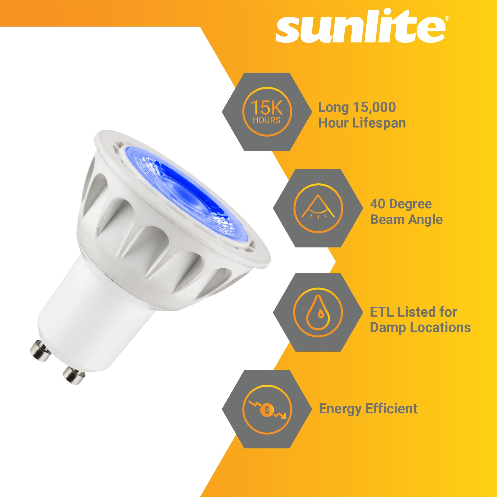 Sunlite Blue LED PAR16, 120 Volt, 3 Watts (25W Equivalent), GU10