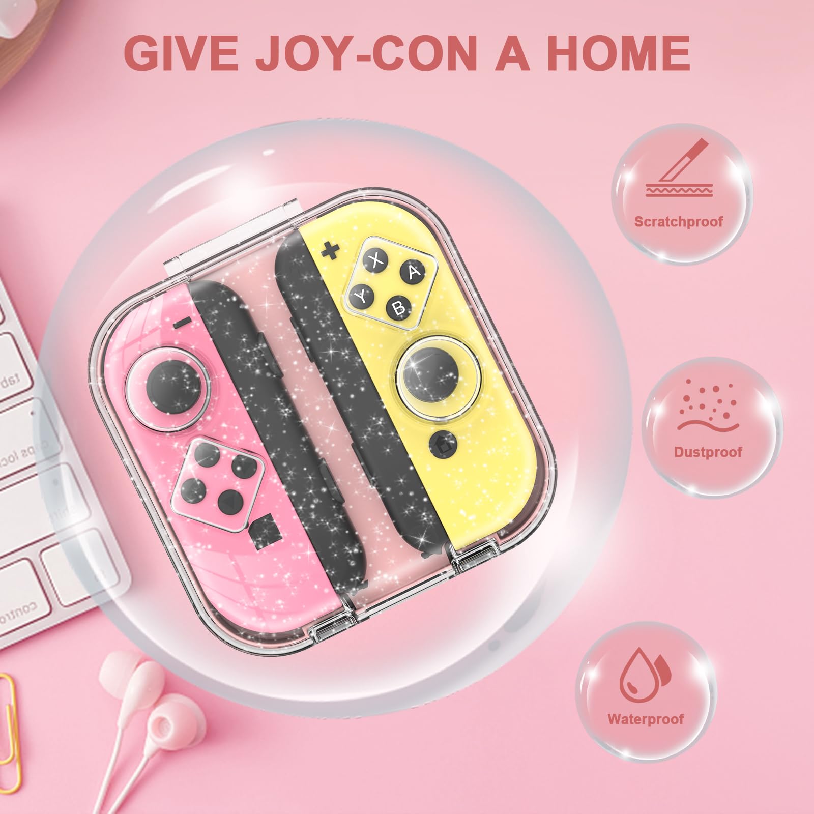 TiMOVO Switch Controller Aufbewahrungsbox, Staubdichte Schutzbox für Nintendo Switch/OLED mit Magnetverschluss und Kratzfestem Silikonpad