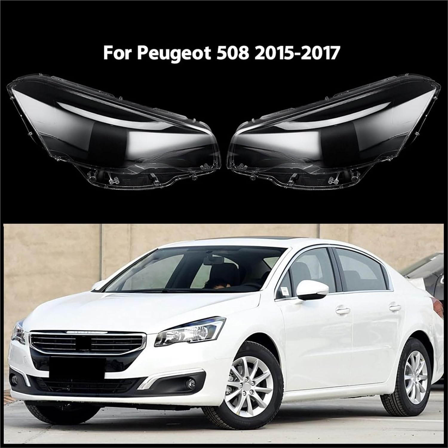 For Peugeot 508 2015 2016 2017 Headlight Cover Lampshade Head Lamp Headlamp Shell Lens(A Pair)