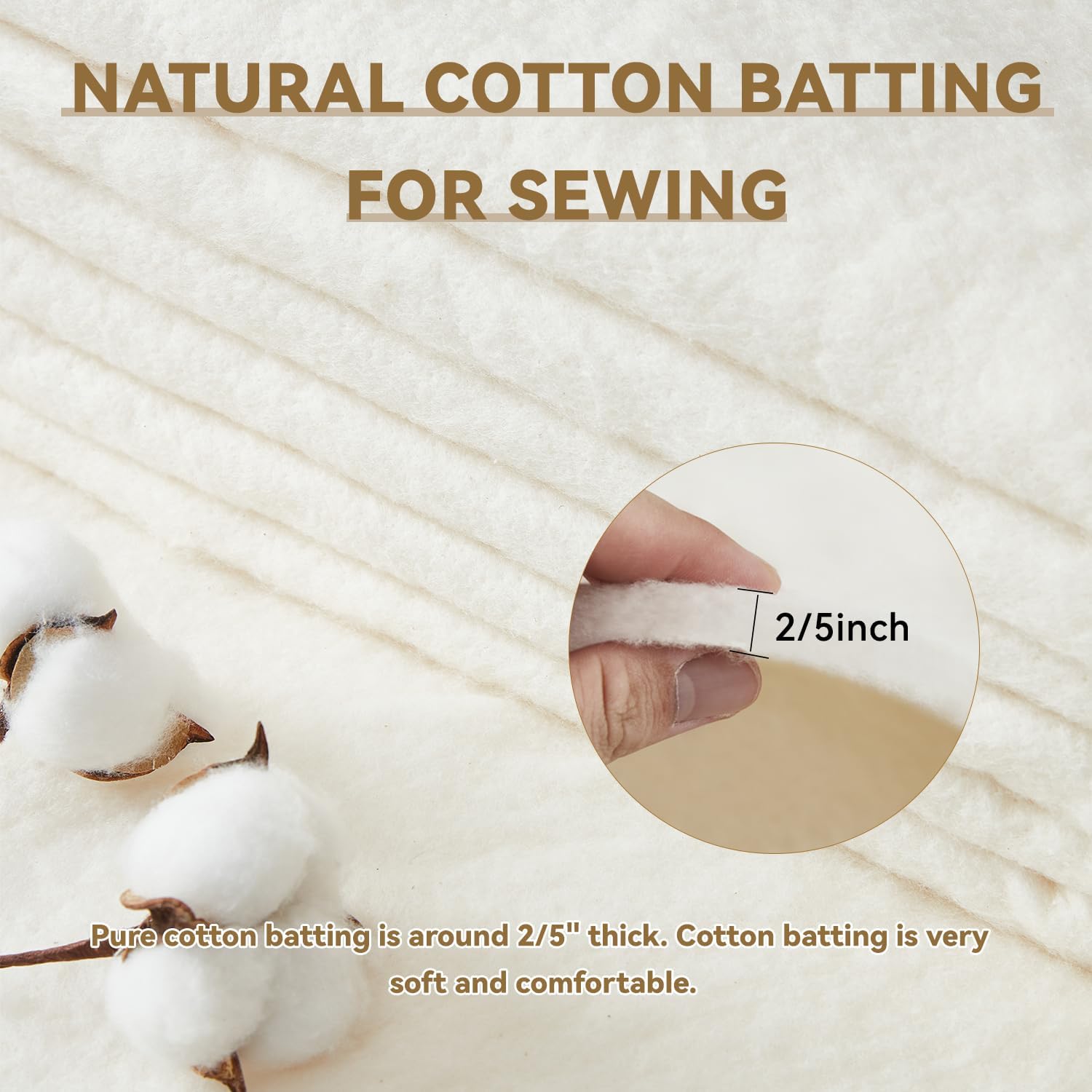 QSTEHEML Natural Cotton Batting for Quilts, Batting for Quilting 36" x 5 Yards,Microwave Safe for Bowl Cozies,Lightweight Cotton Lining for Potholders,Ideal for Handmade Quilts & DIY Sewing Projects