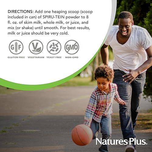 Miniatura 6 de NaturesPlus SPIRU-TEIN, Vainilla, 2.12 libras, paquete de 3 proteínas de espirulina en polvo, vitaminas y minerales para energía, vegetariano, sin