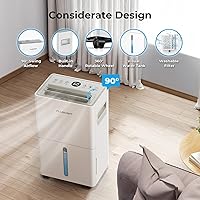 Vista 8 de 1500 Sq.ft Dehumidifier for Basement, PLUSCENT Max 21 Pint/Day Dehumidifiers for Home, Large Room, Bedroom with Drain Hose, Smart Humidity Control &