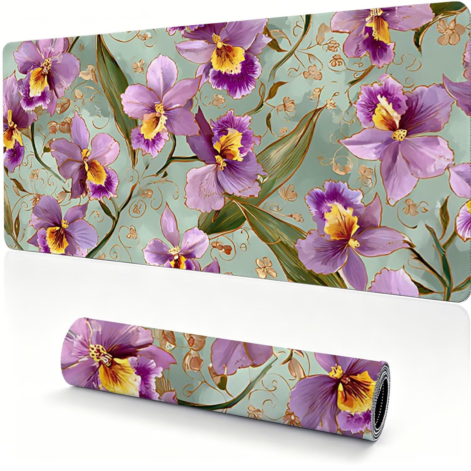 Alfombrilla Ratón XXL 1000x500x4mm, Grande Mousepad orquídea Verde 0x0-463