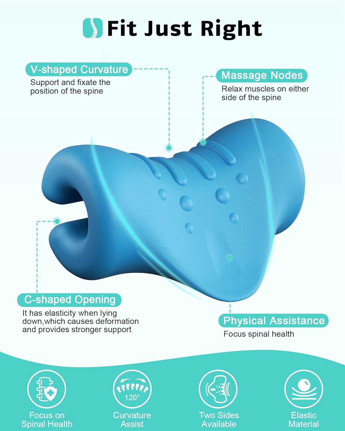 BLABOK Neck Stretcher Neck and Shoulder Relaxer,Portable Cervical Traction Device Neck Stretcher,Neck Posture Corrector Chiropractic Pillow for TMJ Pain Relief and Cervical Spine Alignment-Blue : Health & Household