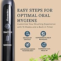 Vista 3 de Cepillo de dientes eléctrico para adultos, cepillo de dientes sónico con cabezales reemplazables y 15 modos de cepillado, cepillos de dientes