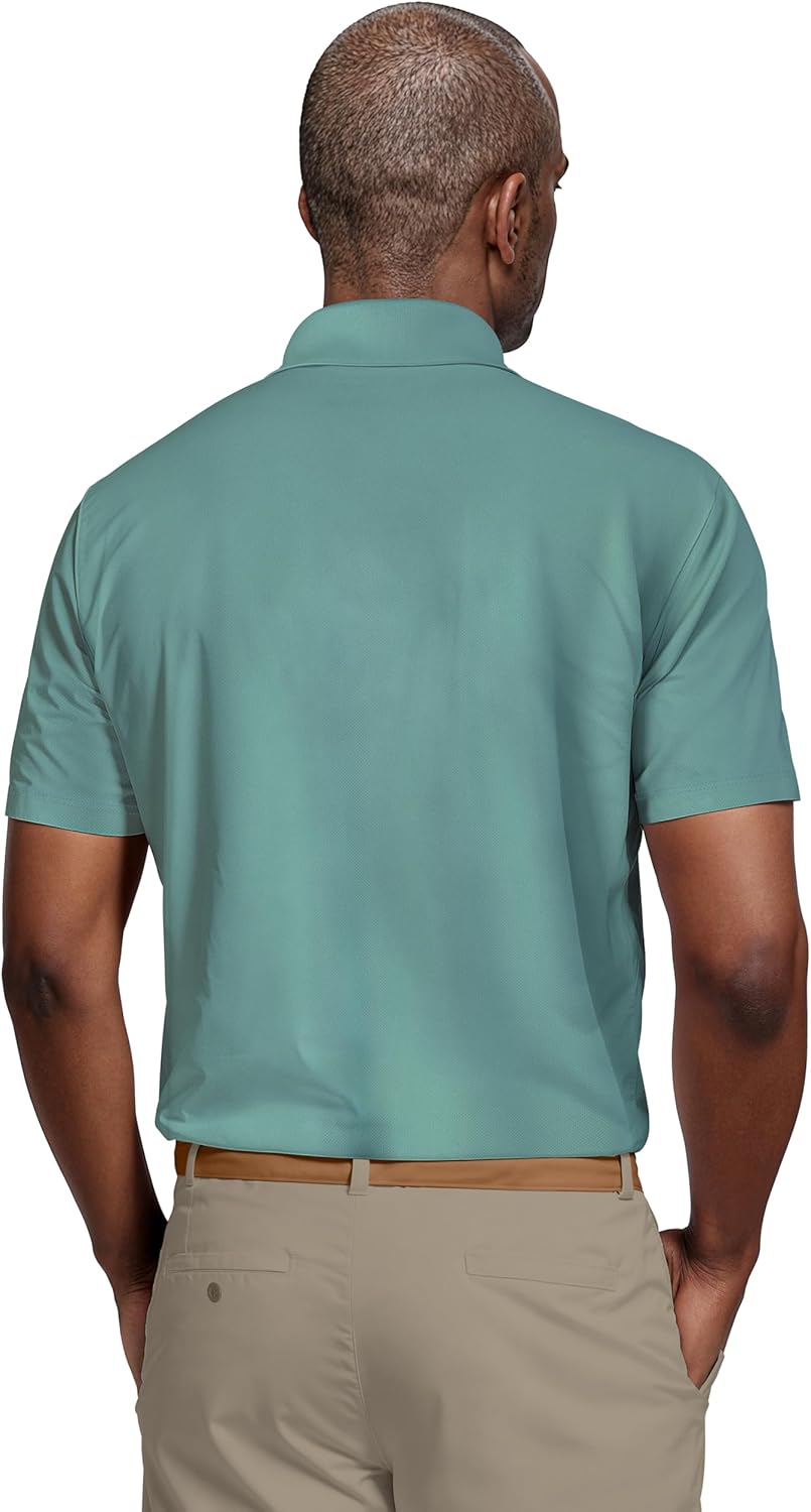PGA TOUR Mens Airflux Solid Mesh Short Sleeve Golf Polo Shirt - Image 2
