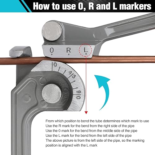 Miniatura 20 de DURATECH Juego de dobladora de tubos, dobladora de tubos de trinquete de 1/4"-7/8" O.D. con cortador de tuberías y herramienta de desbarbado
