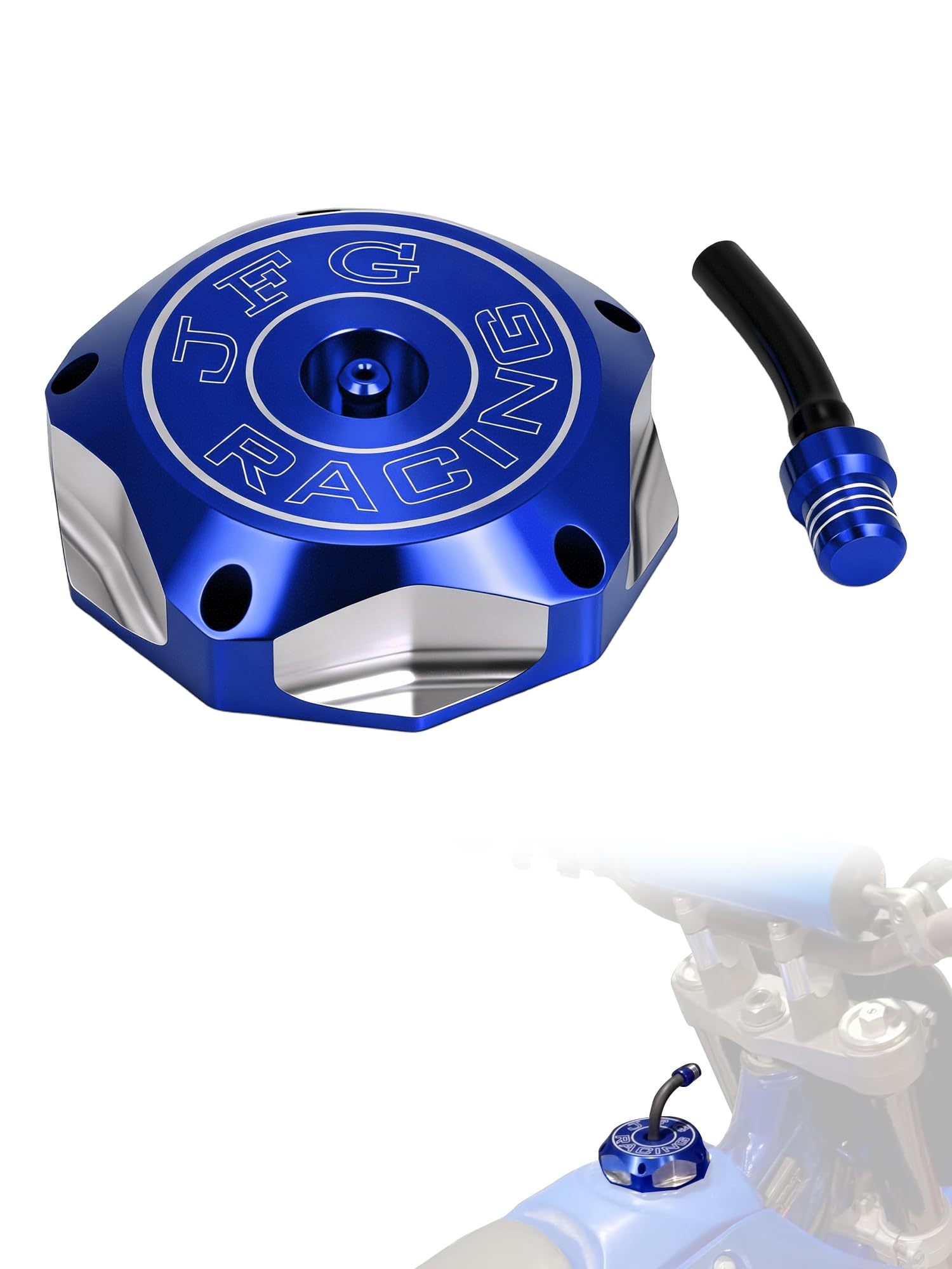 JFG RACING Dirt Bike Billet Gas Fuel Tank Cap with Vent Hose for YZ85 YZ125 YZ250 04-23/YZ250F YZ450F 04-13/YZ125X 17-23/YZ250X 16-23/WR250F 03-09 11-13/WR450F 03-09 11-15/RMZ250/RMZ450-Blue