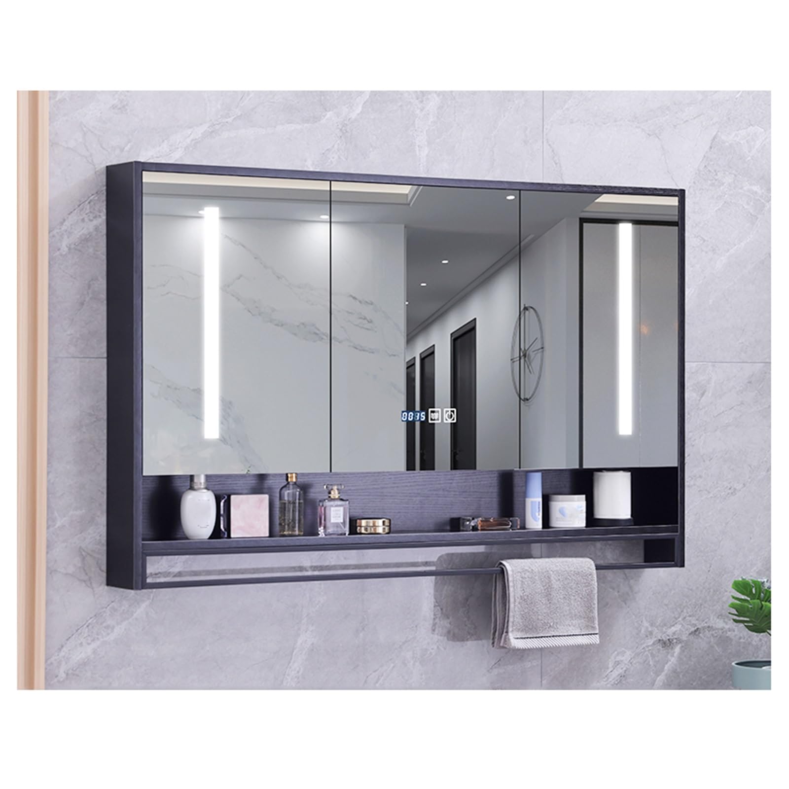 SXFSDOU Bathroom Mirror Cabinet with Light Wall Mounted Storage Defogger 23.6 * 29.5in