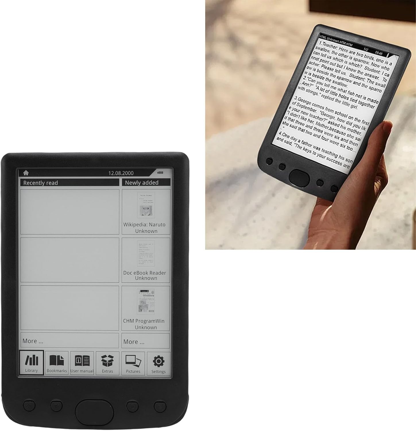 Pongnas 6 Inch Touch Screen E Reader E Book Reader with 800x600 High Resolution Portable & Lightweight with Large Storage for PDF EPUB MOBI (8G)