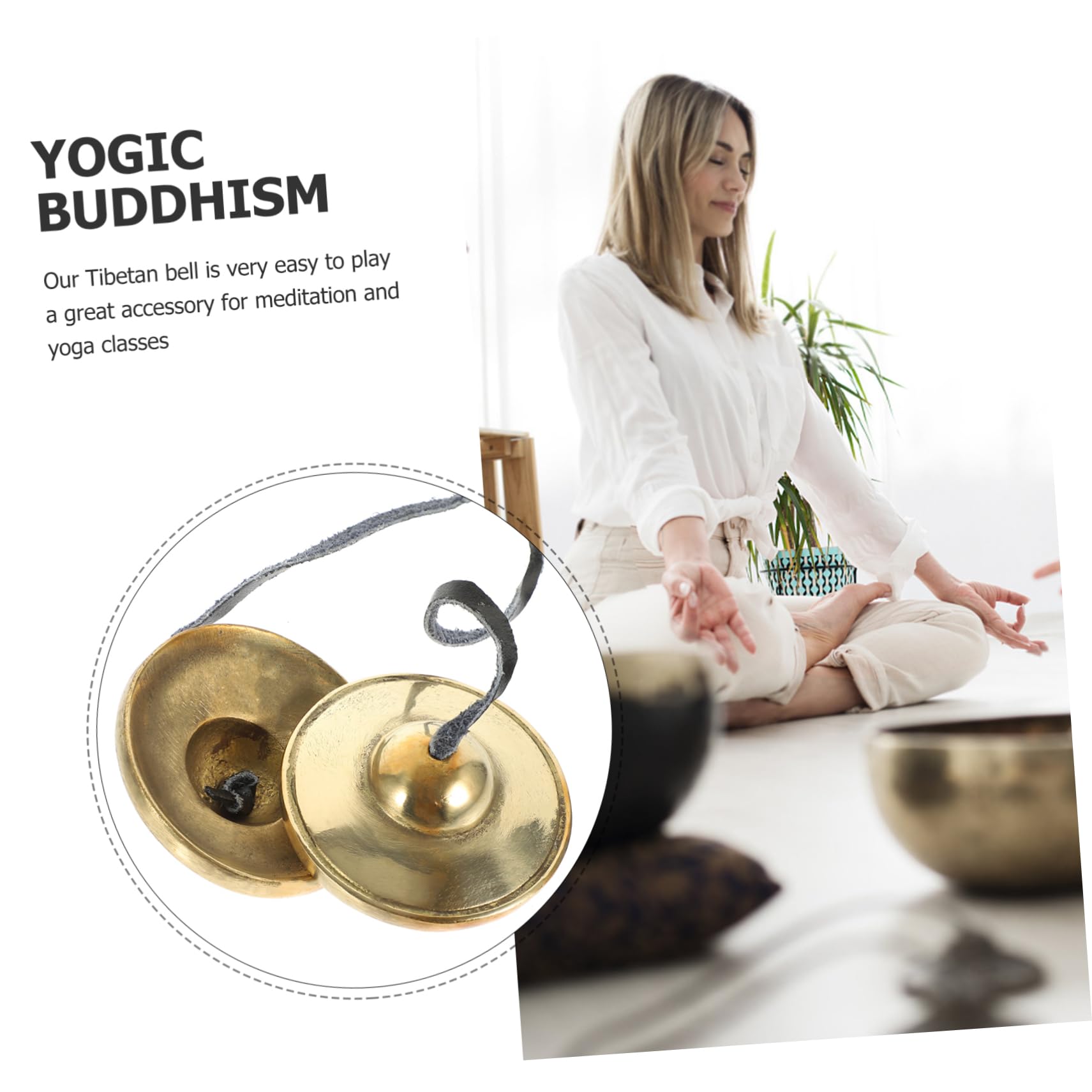 JEWEDECO Copper Meditation Chime Small Bell Ideal for Meditation Accessories Yoga Sessions