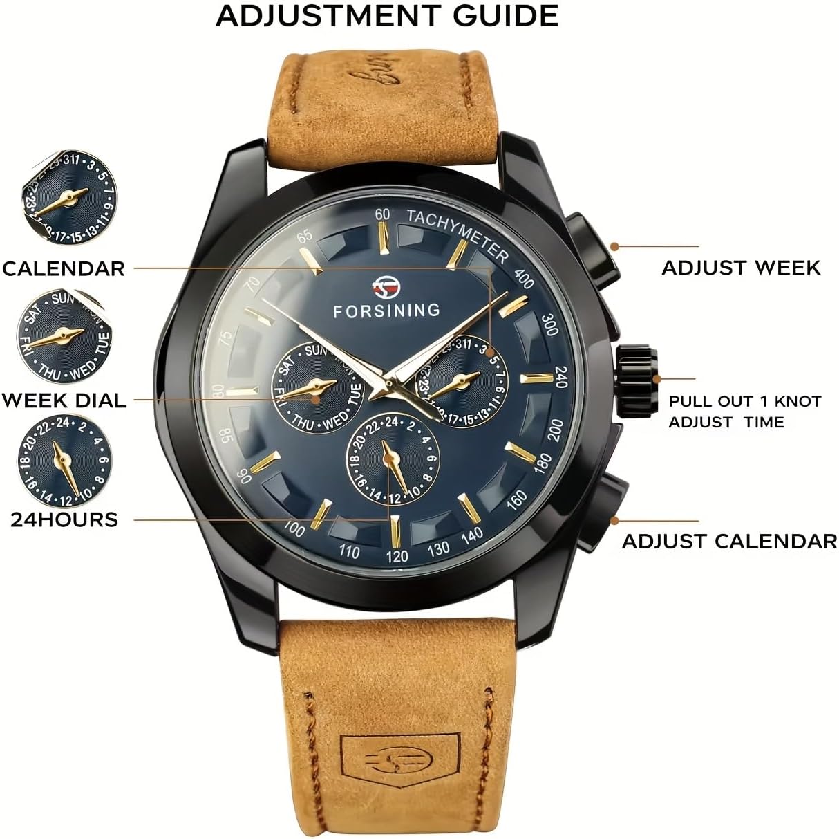FORSINING Automatic Watch Stainless Steel Luminous Men Business Mechanical Wristwatch