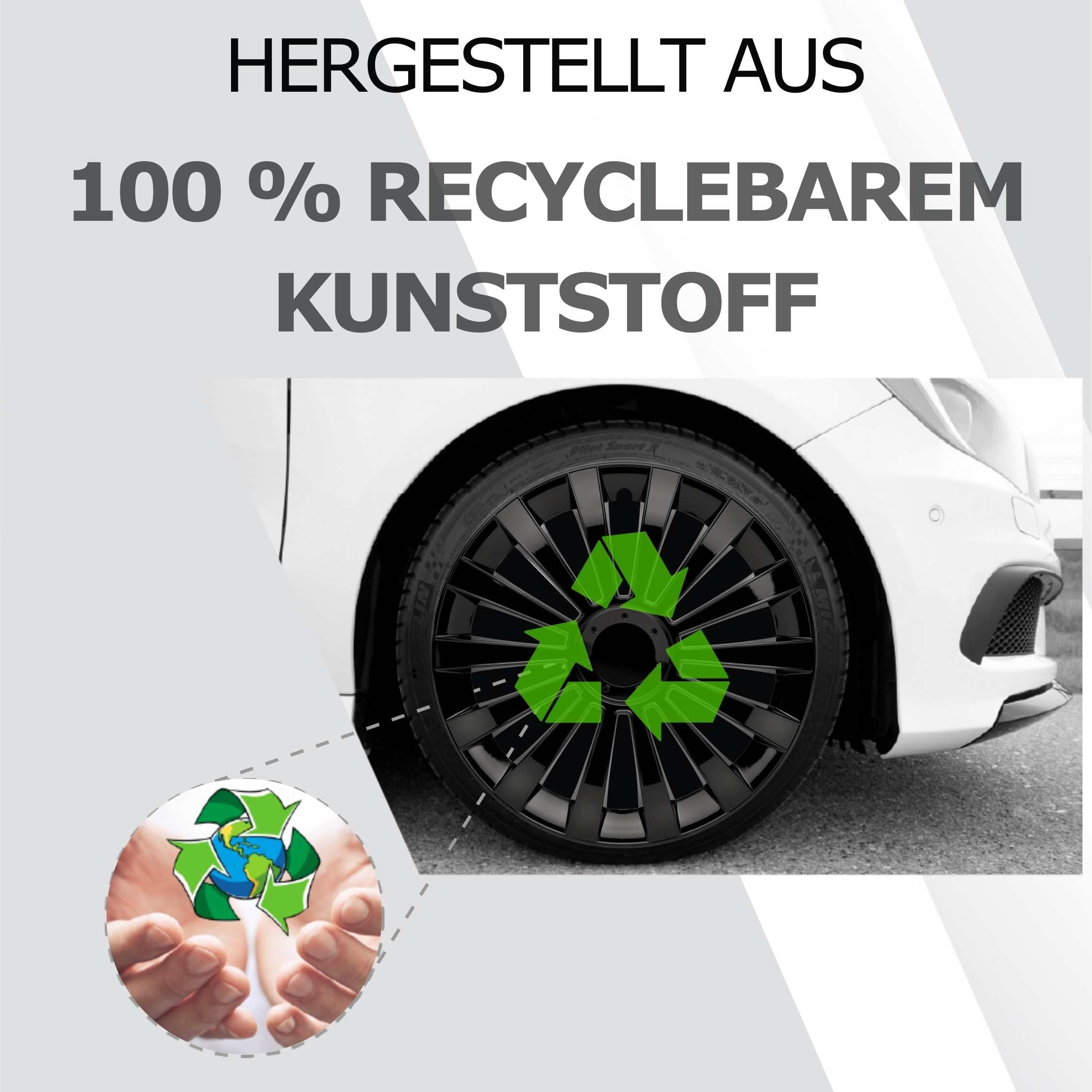 Radkappen 16 Zoll Schwarz Radzierblenden 4er-Set Meridi für Stahlfelgen | Zierkappen, Radblenden & Felgenabdeckung, rostfrei & witterungsbeständig, einfache Clip-Montage, für die meisten Automarken
