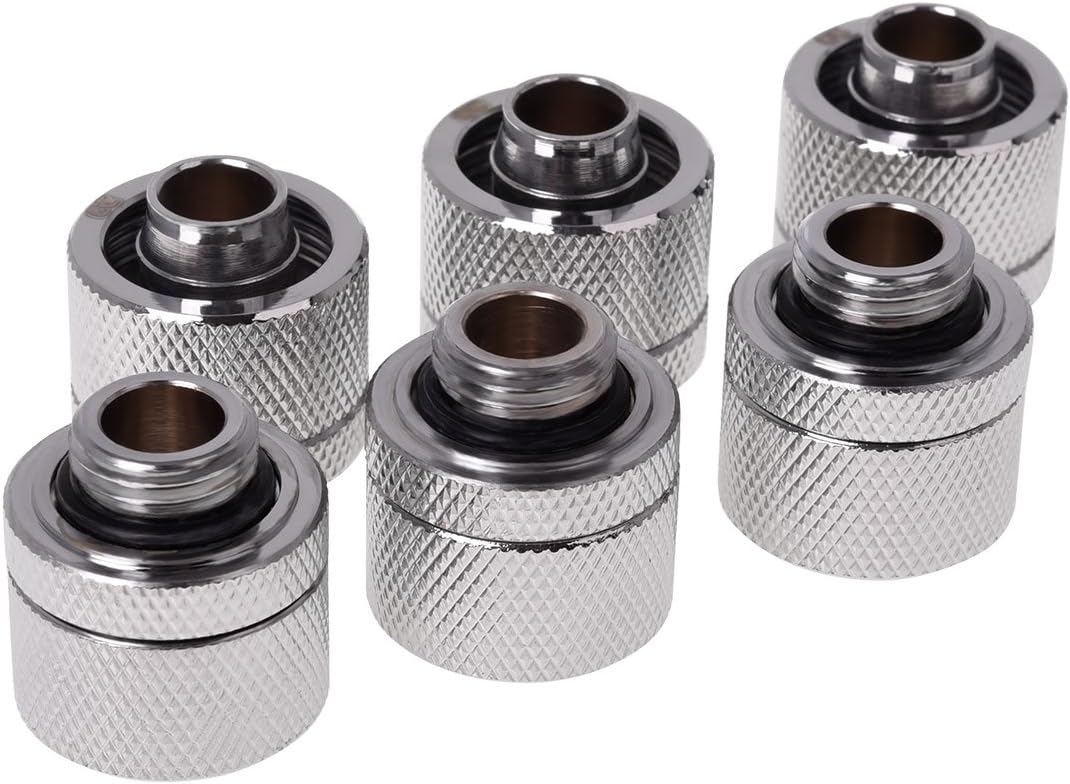 Alphacool HF 16/10 G1/4 Compression Fitting, Chrome, 6-Pack