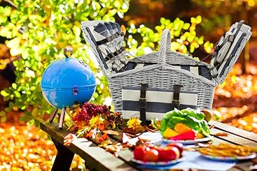 Vintage Picknickkorb Aus Weide - Großer 38cm Korb Mit Deckel & Herausnehmbarem Futter