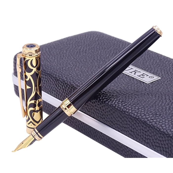 Buy Duke Sapphire Fude Nib Fountain Pen Black Gold Trim Original Gift