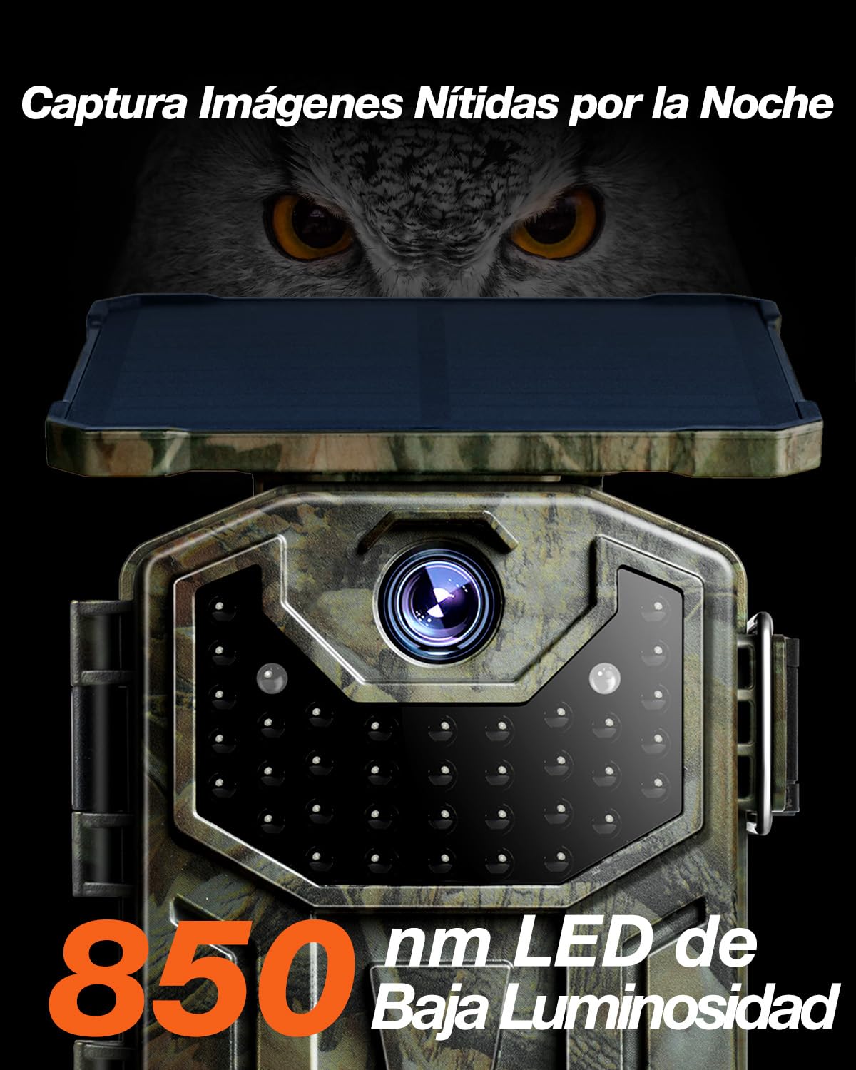 iZEEKER Cámara de Caza Solar, 4K 30fps 48MP Cámara Caza Nocturna con Batería de 2600 mAh 850nm IR LED Brillo Impermeabile IP66 para Vigilancia de la Vida Silvestre y Seguridad Interior