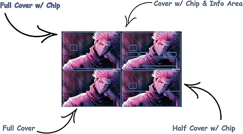 Miniatura 4 de WeebNation Ryomen Sukuna - Jujutsu Kaisen - 4 calcomanías de tarjetas de anime para tarjetas de débito, tarjetas de crédito - Cubre y personaliza