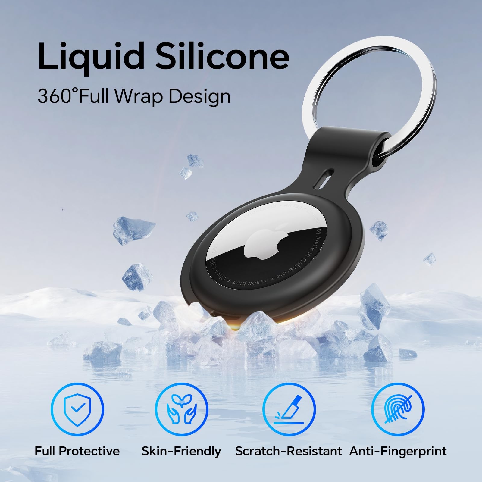 4 Pack Case Compatible with Apple AirTags Holder Keychain Shockproof Silicone for Air Tags Keys Luggage Pets Backpack Secure Fit Anti Loss Durable Metal Key Rings Protective Cover Tracker Accessories — view 2
