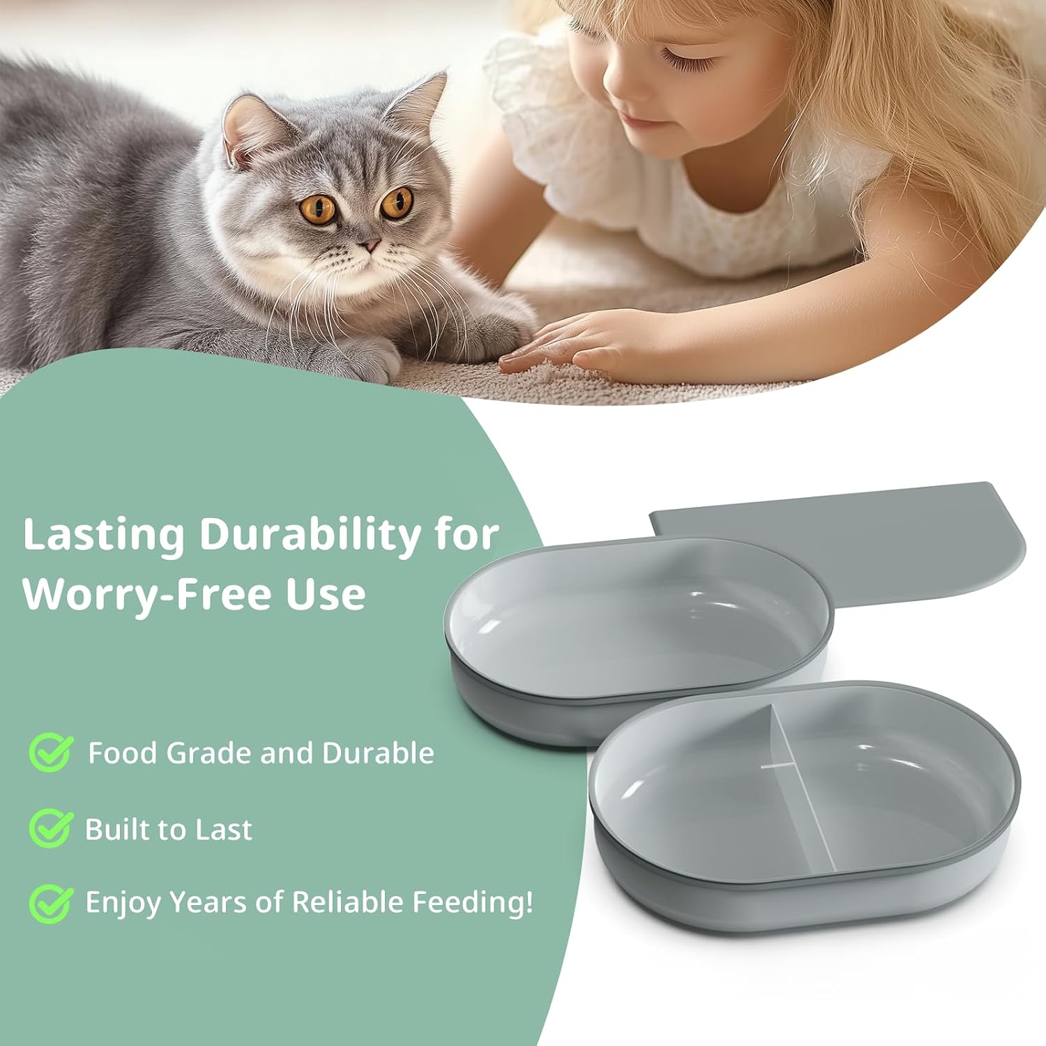 Bowl & Mat Set and Rear Cover(3 Pack) for Automatic Microchip Cat Pet Feeder