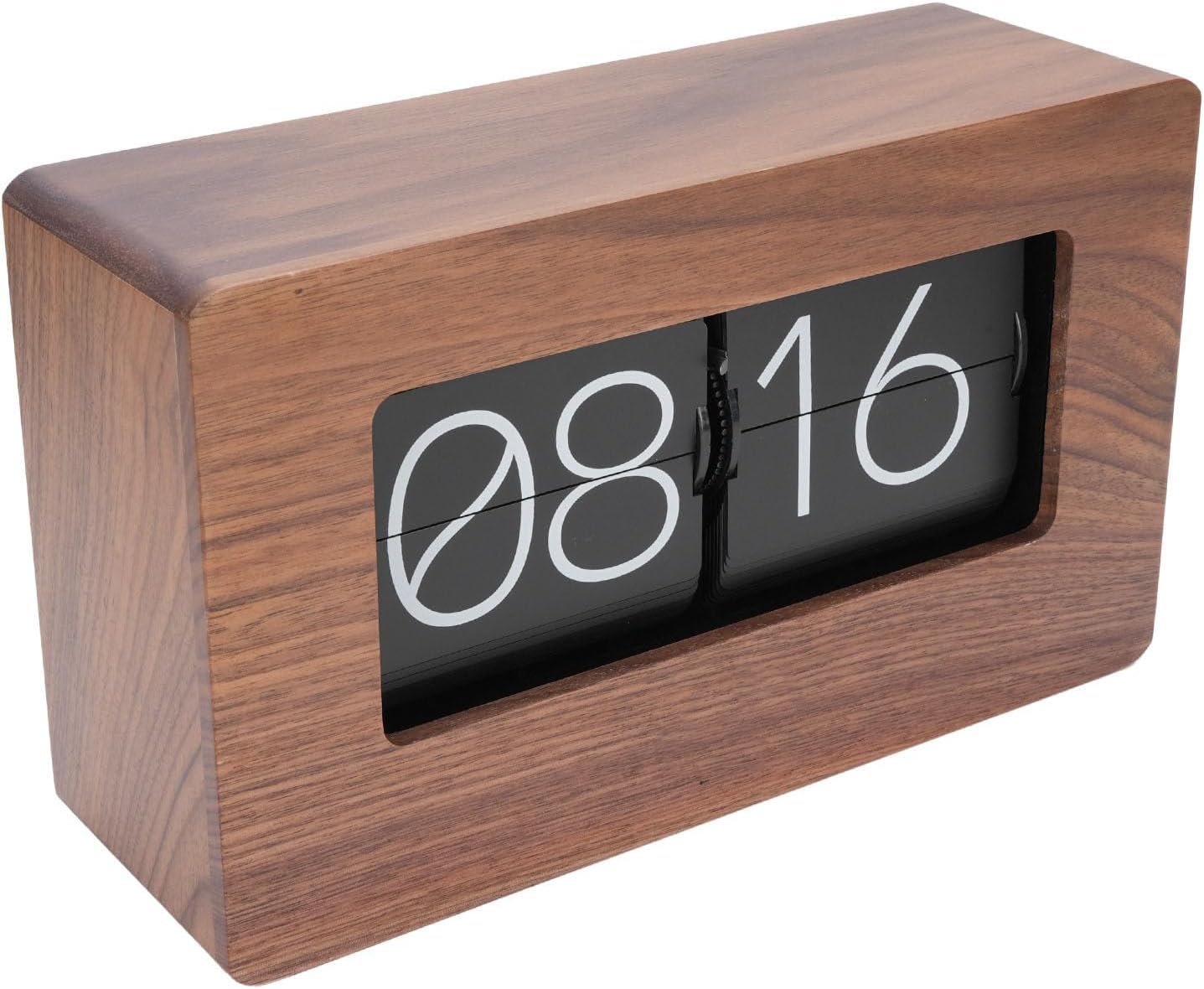 CHICIRIS Vintage Wooden Flip Clock, Retro Digital Mechanical Auto Flip Table Clock with Silent 24 Hour Display, for Living Room Bedroom Office Desk Decor