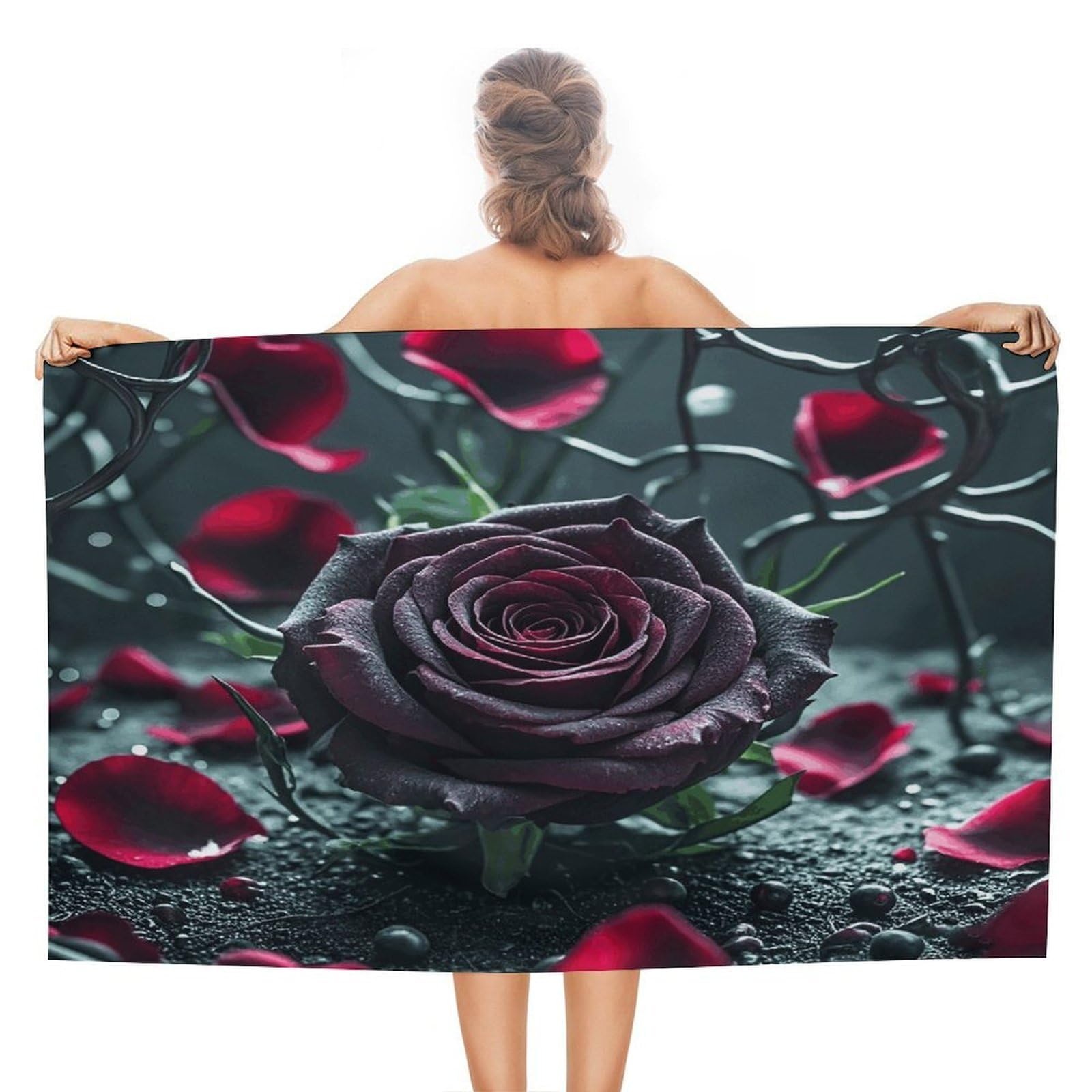 VstaDank Rose Beach Towel 51x31 Inch Oversized Soft Bath Towel Luxury Plush Thick Hotel Swim Pool Towels Super Quick Dry Travel Towels for Camping Gym Sports Yoga