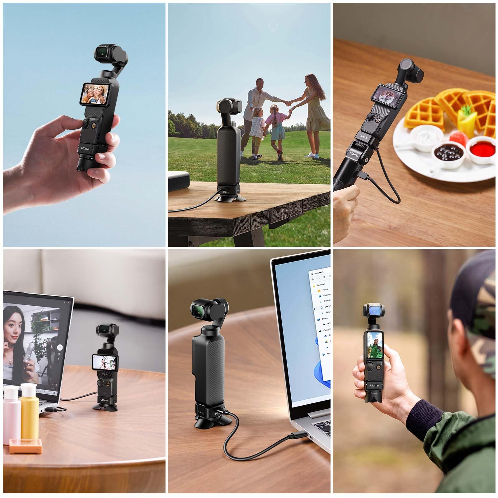 ULANZI Pocket 3 Mini kit trépied pour Accessoires DJI Osmo Pocket 3, connecteur de Charge Type-C avec Trou de vis 1/4, pour DJI Osmo Pocket 3, Smartphones, caméras d'action, Gimbals (PK-08 & PK-11)
