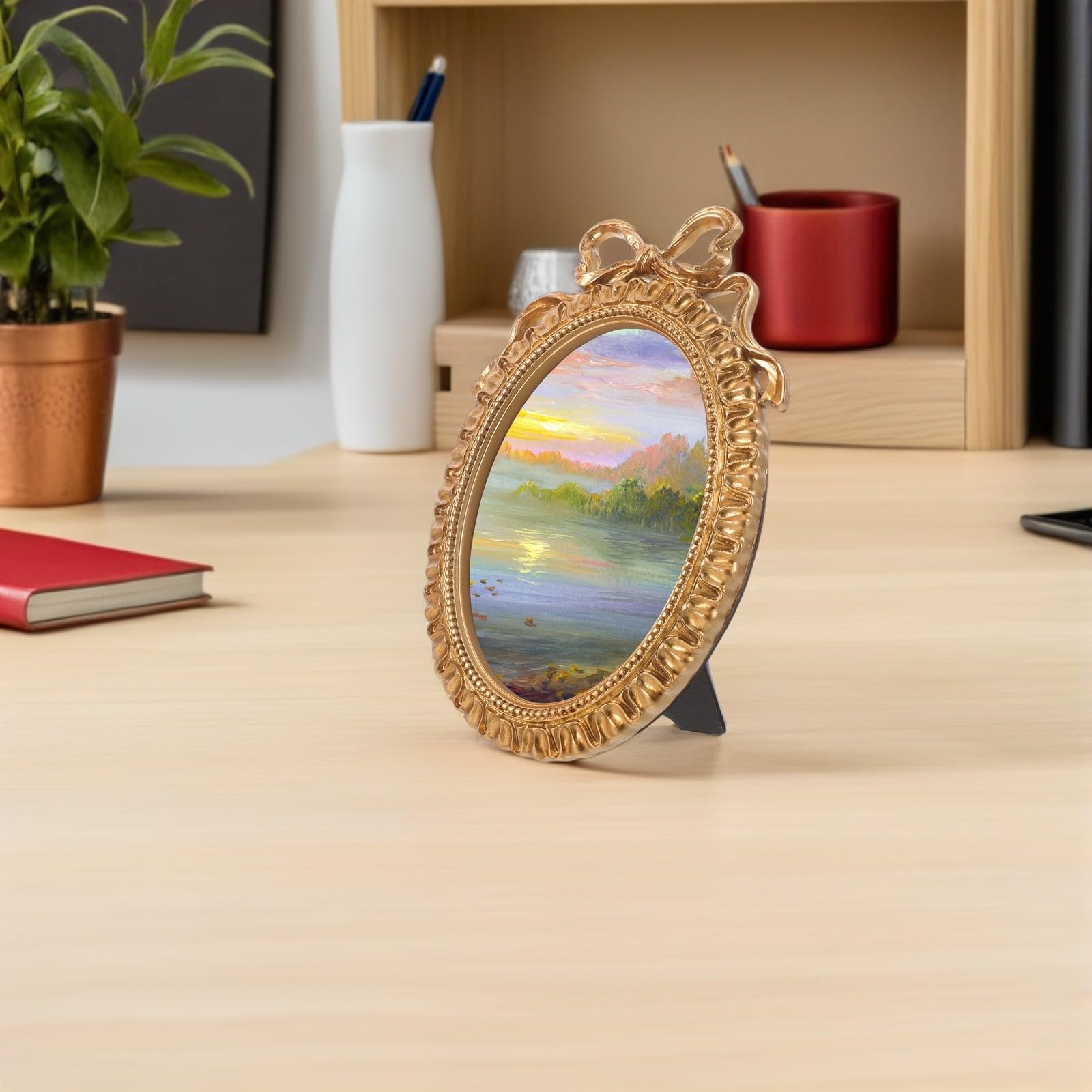 VALICLUD 2 Stück Ovaler Bilderrahmen aus Kunstharz mit Europäischem Vintage Design Leichter und Robuster Fotorahmen für Wandkunst und Festliche Dekoration in Gold