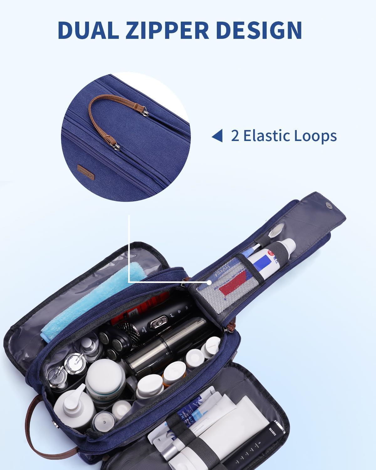 WANDF Travel Toiletry Bag for Men, Canvas Shaving Dopp Kit image 4