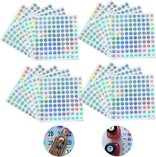 Miniatura 7 de RIVEENY 20 hojas de 1 a 100 adhesivos reflectantes láser pequeños redondos con números consecutivos autoadhesivos para almacenamiento de inventario