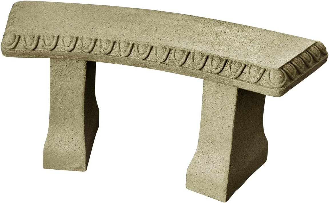 Emsco Group 2306-1AZ Garden Bench – Natural Sandstone Appearance – Made of Resin – Lightweight – 12” Height