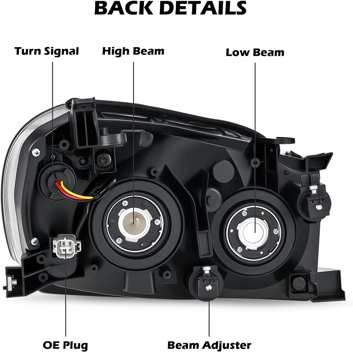 Headlights Assembly Pair for 2009 2010 2011 2012 Toyota RAV4 Halogen Headlamps Head Lights Replacement Driver and Passenger Side (Left+Right),Chrome Housing Amber Reflector