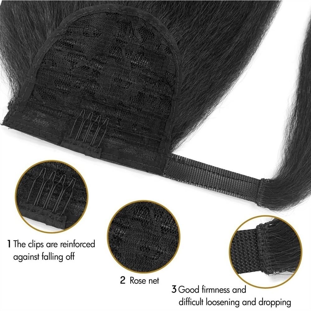 Przedłużenie koński ogon 30-66 cm, kręcony, prosty koński ogon, treska do włosów typu Clip-In, proste włosy, koński ogon dla kobiet, do codziennego użytku (kolor naturalny czarny, 30 cm)