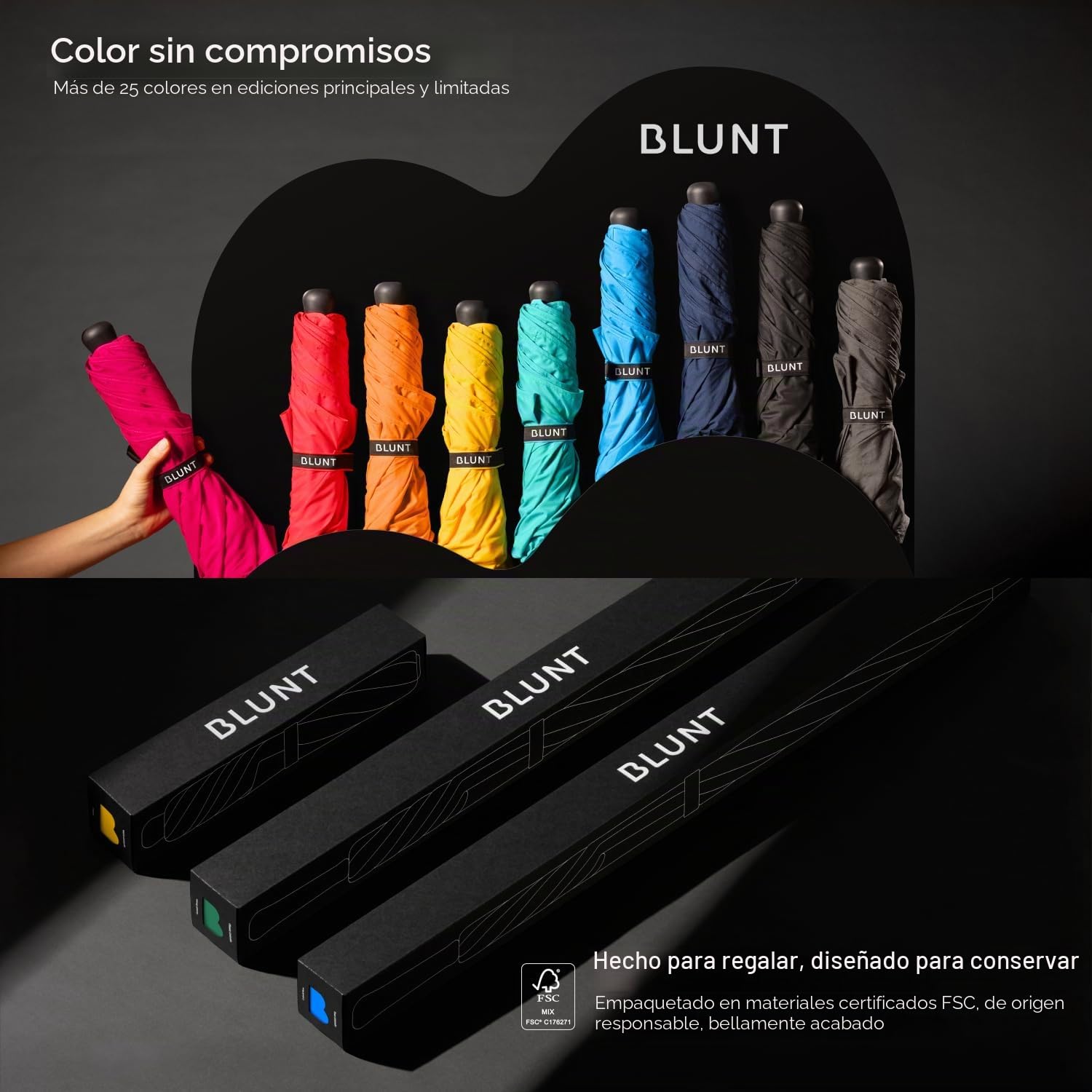 Blunt Executive Stick Paraguas de 137,2 cm - Paraguas de golf grande - Resistente al viento y al agua - Sólido, compacto y ligero - Fácil de usar [diseñado para durar], Azul marino (azul marino), 138