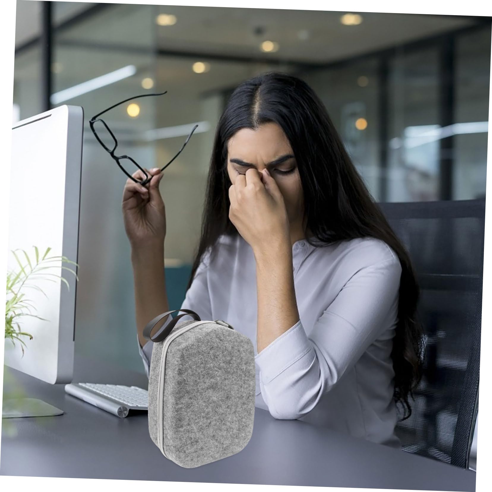 Custodia per Occhiali da Vista in Feltro con Manico Borsa Protettiva Antiurto per Vr Borsa da Viaggio Portatile Storage Borse per Piccoli Oggetti