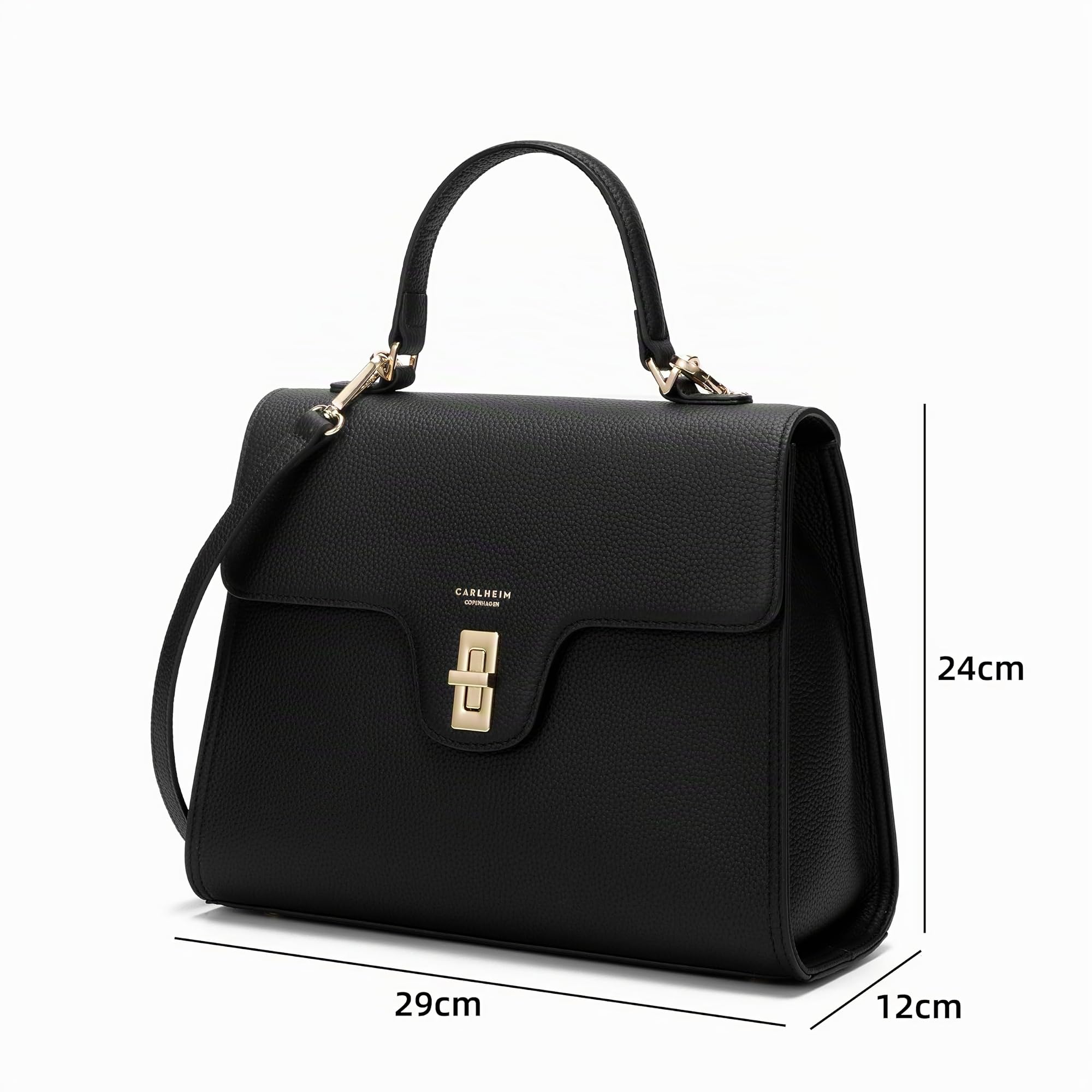 Carlheim, Gotland Genuine Leather collection, Estelle Genuine Leather Handbag (Black)