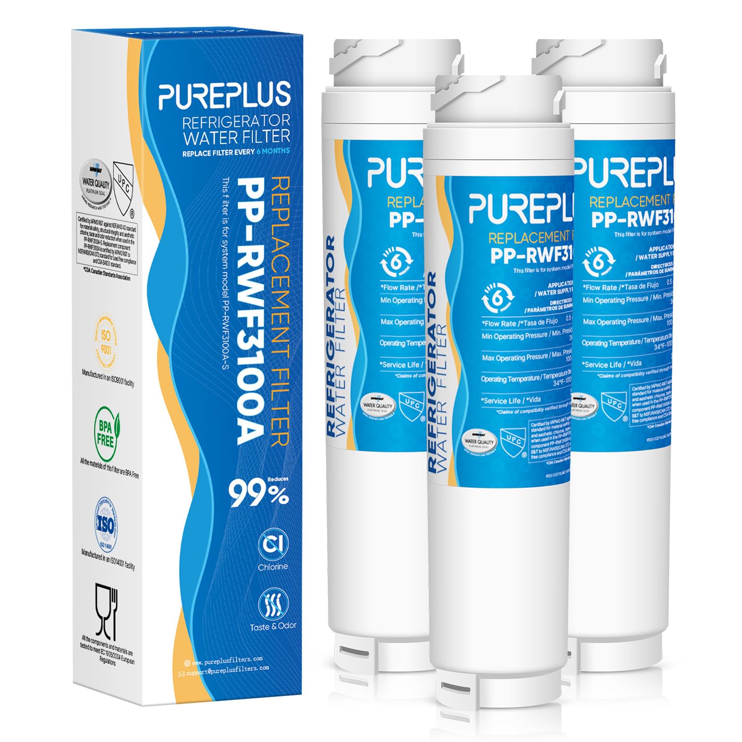 Photo 1 of PUREPLUS 9000194412 Refrigerator Water Filter - 3 Pack