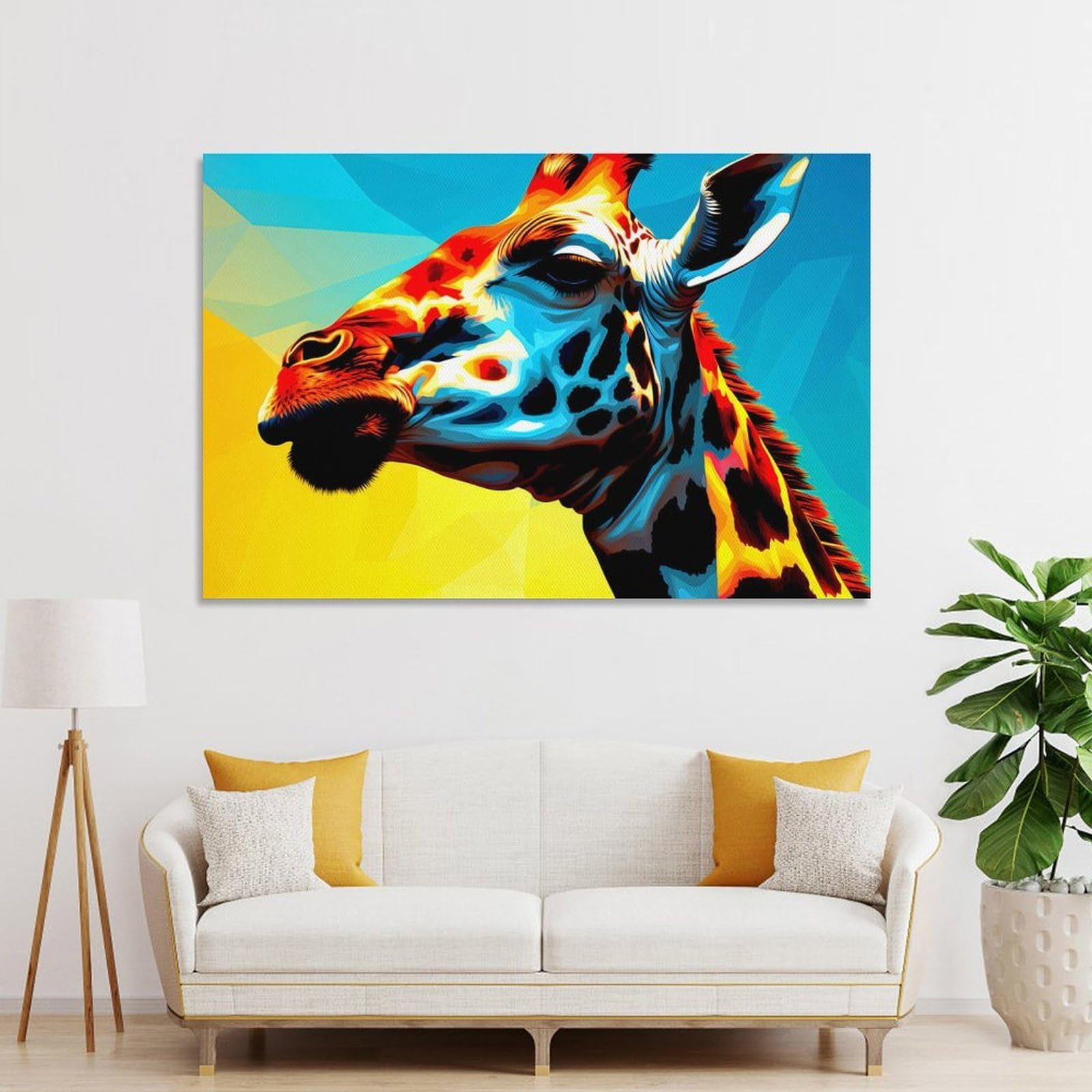 Junmoney Unframe-Style-3-1 Colorful Giraffe Room Decor Wall Art 20X30inch(50X75cm), For Entrance Walls, Hall Decor Or Foyers, A Neat Decor Update For Hallways