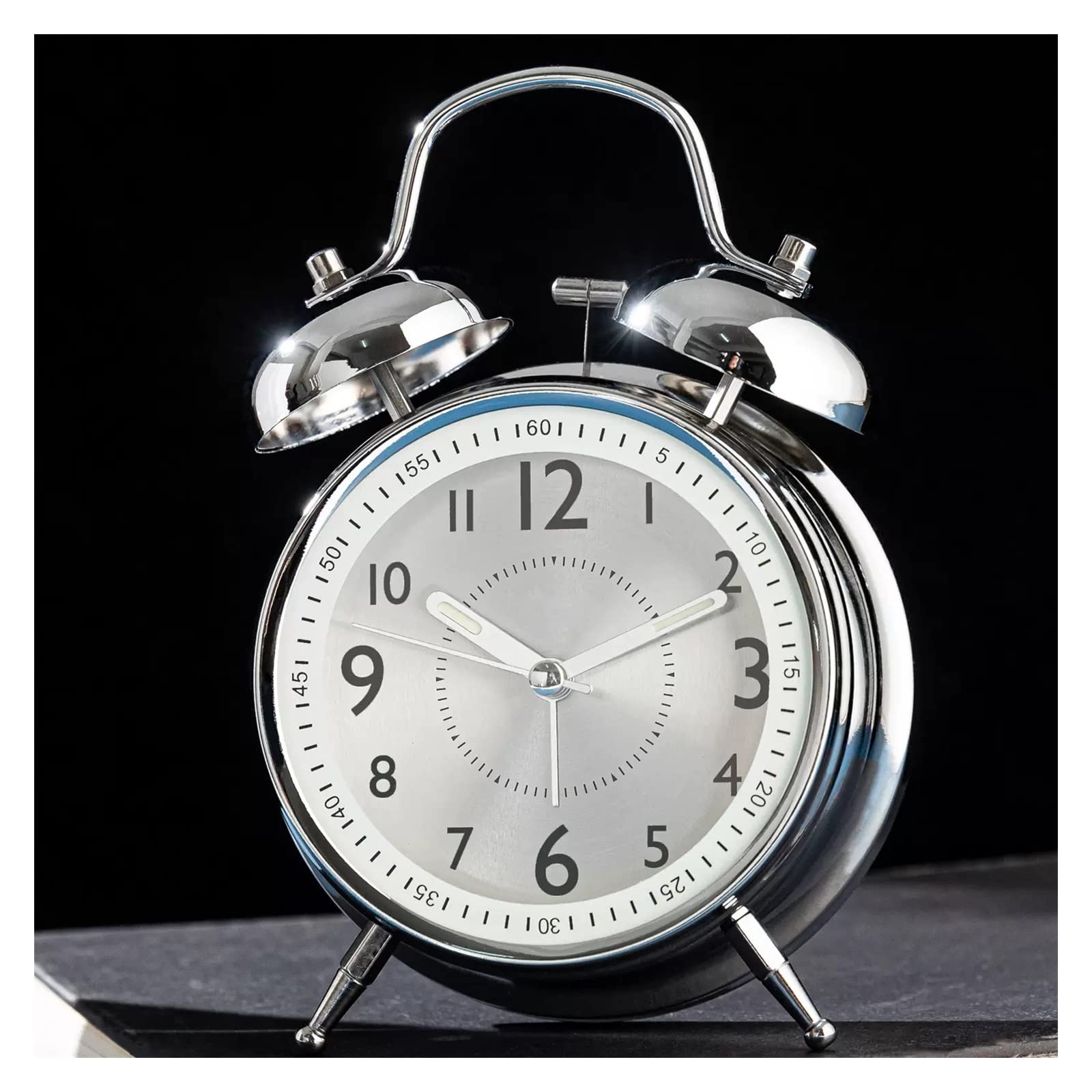 SBZIOJHDR alarm clock, Alarm clocks bedside for bedrooms, Clock,Clocks Bedside,4 inch Twin Bell Decorative Desk, Analog Loud with Backlight, Silent Non Ticking
