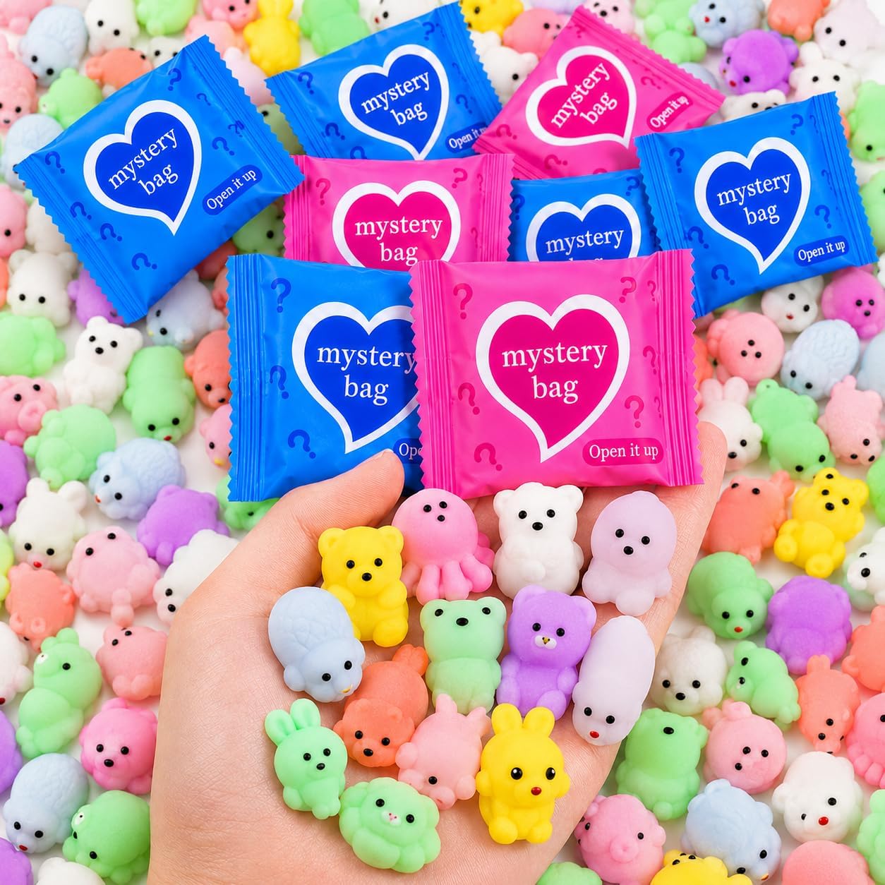 Squishy Blind Bags 50 Pcs, Mini Squishy Toys Bulk Set, Squishy Mystery Box Surprise Fidget Toys, Slow Rising Squishies Animals Mystery Bags, Cute Squishy Sets for Kids Party Favors