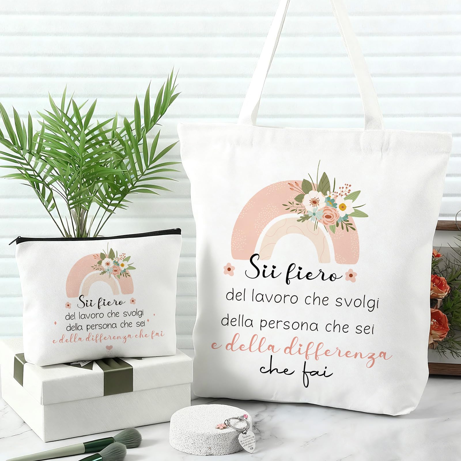 Xuniea Regalo per Colleghe Capo Maestra Donna Regali di Motivazionali Addio Ringraziamento Pochette Borsa per Cosmetici Portachiavi Borsa di Tela Laurea Compleanno Infermiera Amica Dipendente