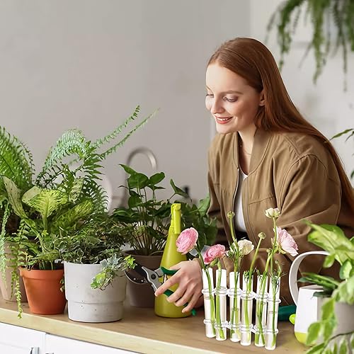 Miniatura 5 de OneNine Florero con bisagras, jarrón con bisagras de tubo para flores, tubos de ensayo, jarrones de flores, jarrones de plantas, juego de decoración
