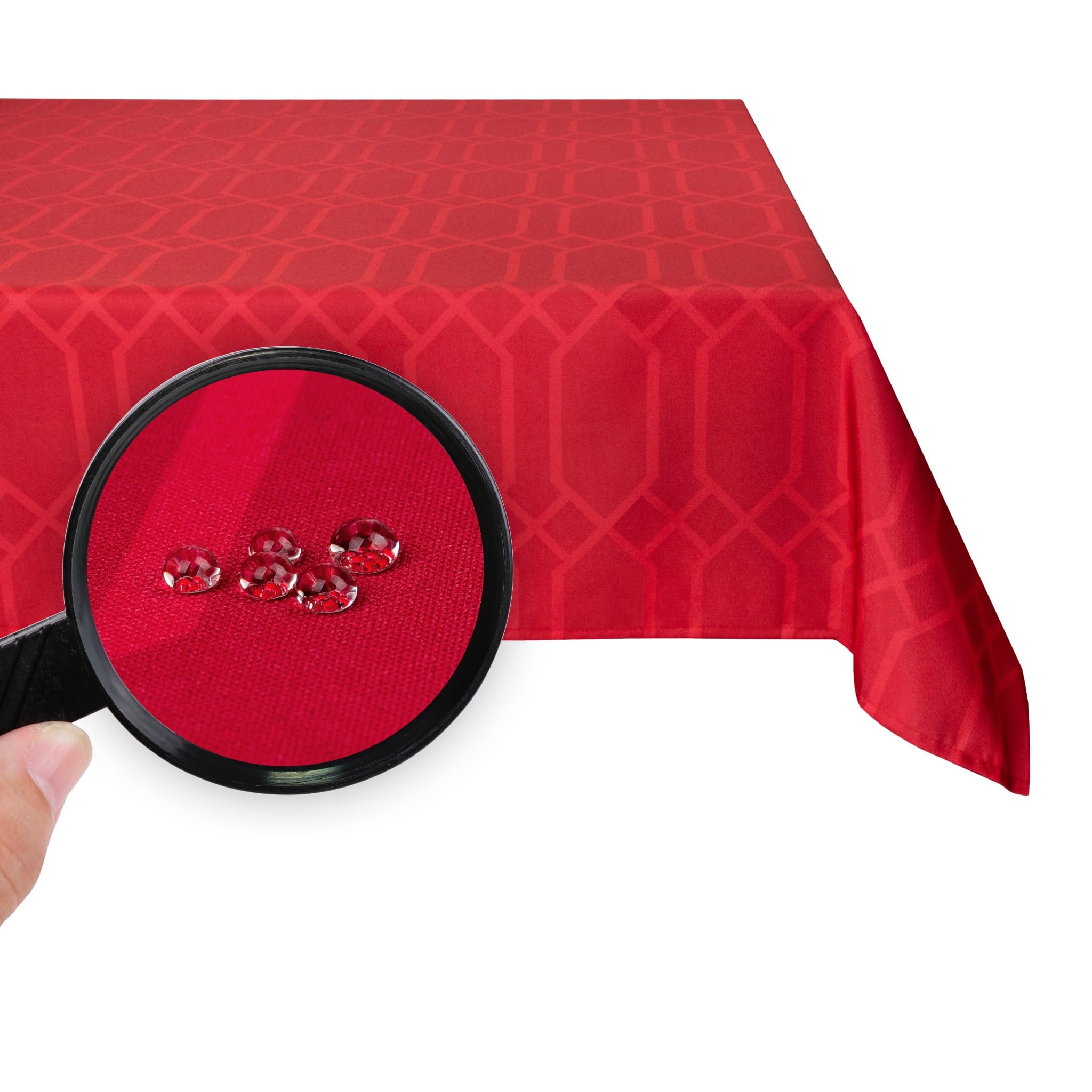 Valia Home® Tablecloth with Teflon coating for indoor & outdoor use in 3 designs | Washable, water & dirt repellent thanks to reliable lotus effect | 130 x 160 cm red